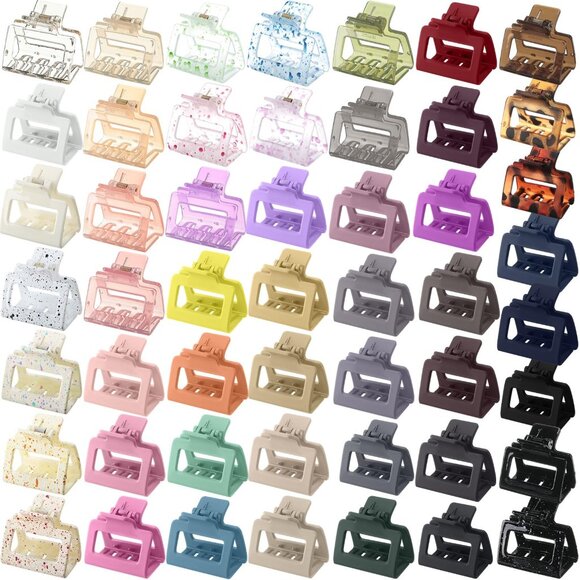 50 Pcs Medium Square Matte Claw Hair Clips Bulk Set main image 7